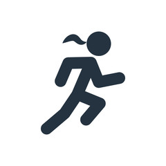 runnin woman icon on white background, fitness, sport