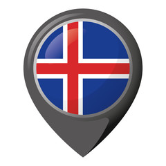 Icon representing location pin with the flag of Iceland. Ideal for catalogs of institutional materials and geography