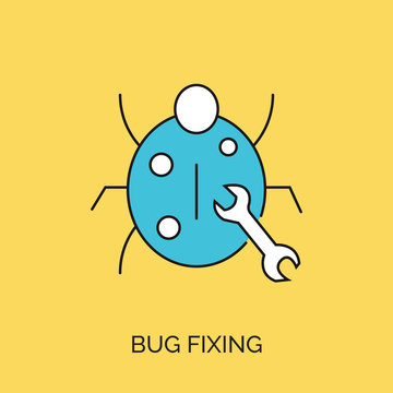 Bug Fix Vector Thin Line Icon