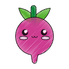 kawaii  radish vector illustration