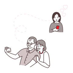 Mutual relations of parents and children . Happy senior people.