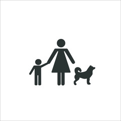 women and son with dog vector