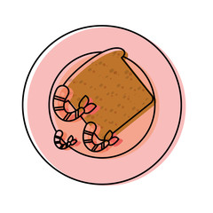 plate with bread and shrimp vector illustration
