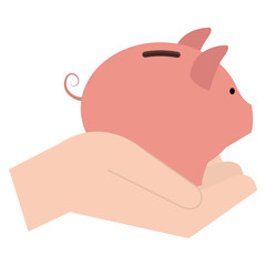 Fototapeta premium hand with piggy savings isolated icon vector illustration design