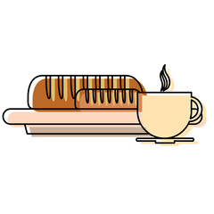 bread with  coffee cup vector  illustration