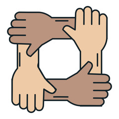 Fototapeta premium united teamwork hands icon vector illustration design
