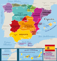 Colorful map of Spain.