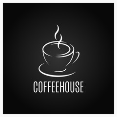 coffee cup logo design on black background
