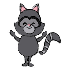 Cute raccoon cartoon icon vector illustration graphic design