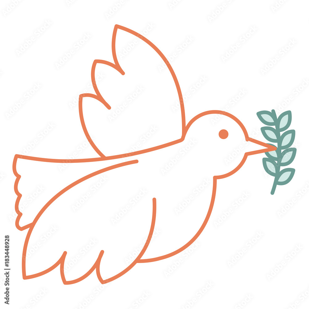 Sticker peace dove with olive branch vector illustration design