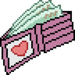 Obraz premium vector pixel art wallet love
