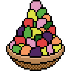 vector pixel art basket fruit