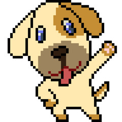 Obraz premium vector pixel art dog happy