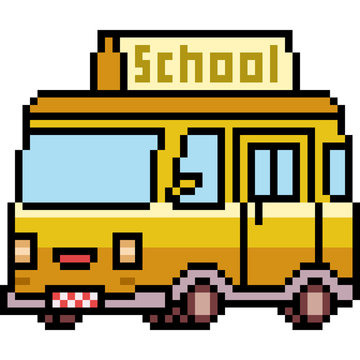 Vector Pixel Art Van School