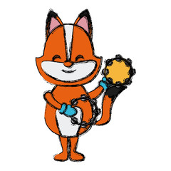 dog with tambourine cartoon icon vector illustration graphic design