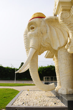 White Elephant Statue Decorated in front of the building.