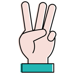 hand counting three on fingers vector illustration design