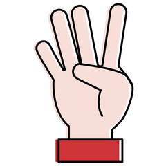 hand counting four on fingers vector illustration design
