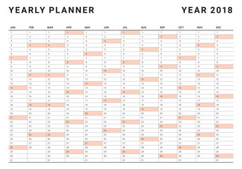 Year 2018 planner calendar vector illustration