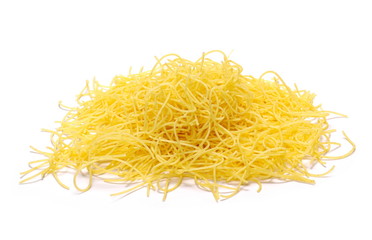 Raw pasta, noodles for soup isolated on white background