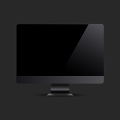 Realistic computer black monitor isolated on black background