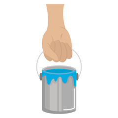 hand with paint pot isolated icon vector illustration design