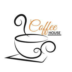 Coffee cup  design logo black  bg vector eps 10