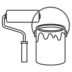 roller paint with pot vector illustration design