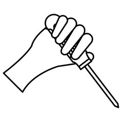 hand with screwdriver tool vector illustration design