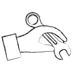 hand with wrench key isolated icon vector illustration design