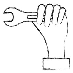 hand with wrench key isolated icon vector illustration design