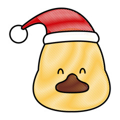 Duck with santa hat icon vector illustration graphic design