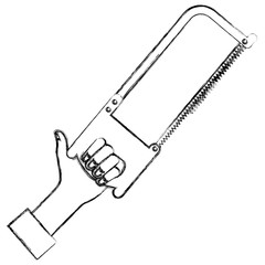 hand with saw tool isolated icon vector illustration design