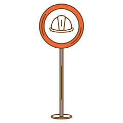 construction caution signal with helmet vector illustration design