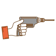 hand with drill electric tool isolated icon vector illustration design