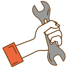 hand with wrench key isolated icon vector illustration design