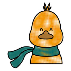 Cute bird with scarf cartoon icon vector illustration graphic design