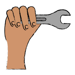 Obraz premium hand with wrench key isolated icon vector illustration design