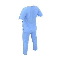 Blue operation dress for woman isolated on white. 3D illustration