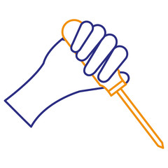 hand with screwdriver tool vector illustration design