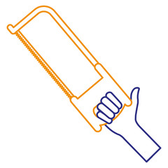 hand with saw tool isolated icon vector illustration design