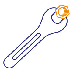 wrench key with nut vector illustration design