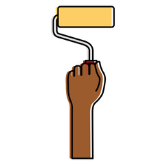 hand with roller paint isolated icon vector illustration design