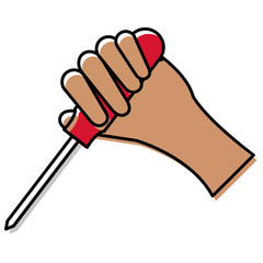 hand with screwdriver tool vector illustration design