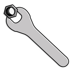 wrench key with nut vector illustration design
