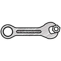 wrench key with nut vector illustration design