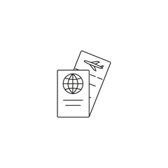 travel ticket and passport icon