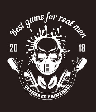 Paintball sport club with best game for real men slogan monochrome logotype.
