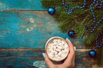 Christmas cocoa with marshmallow