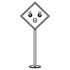 construction caution signal kawaii character vector illustration design